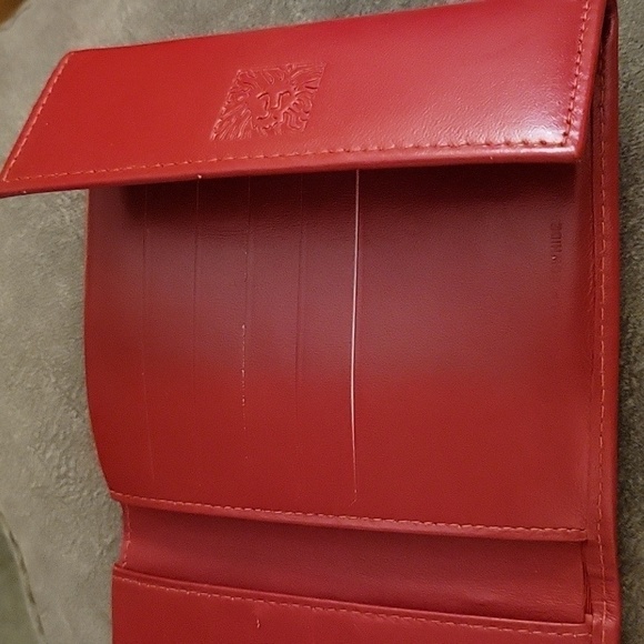 VTG ANNE KLEIN Red Leather Basket Weave Bi-fold Coin Wallet - Picture 6 of 13